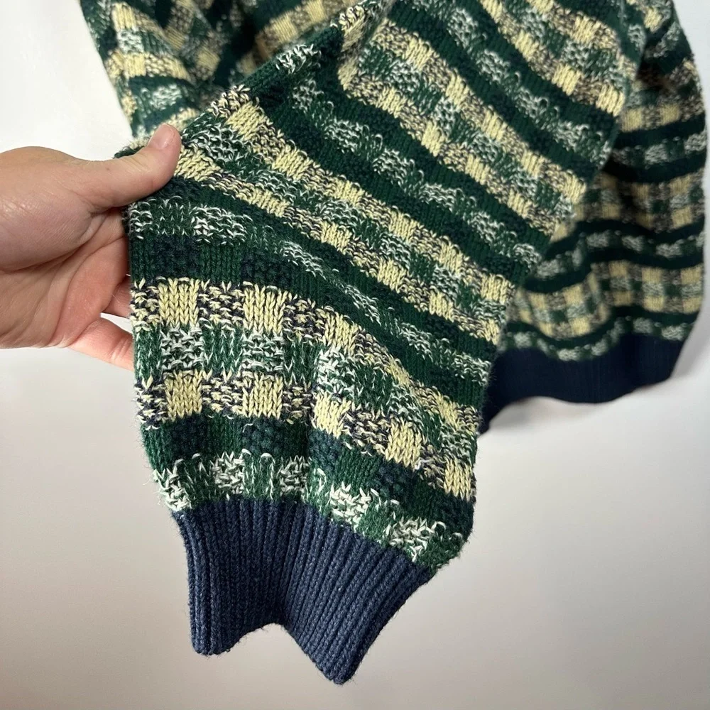 Vintage 90s Hill & Archer Grandpa Basketweave Knit Sweater size XL
